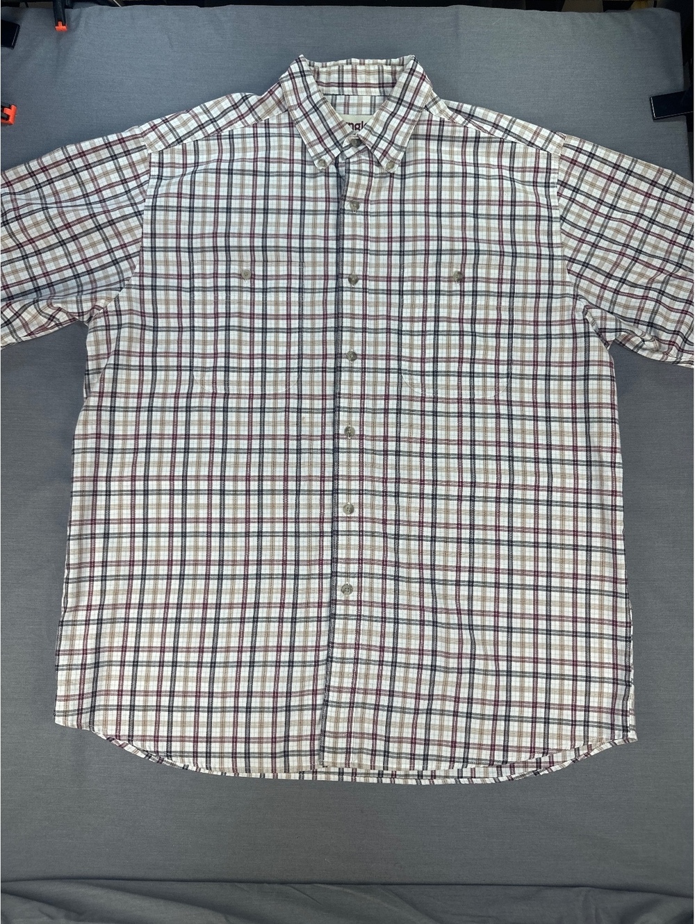 Wrangler Men Button-Up Shirt XL Plaid Cotton Polyester Blend